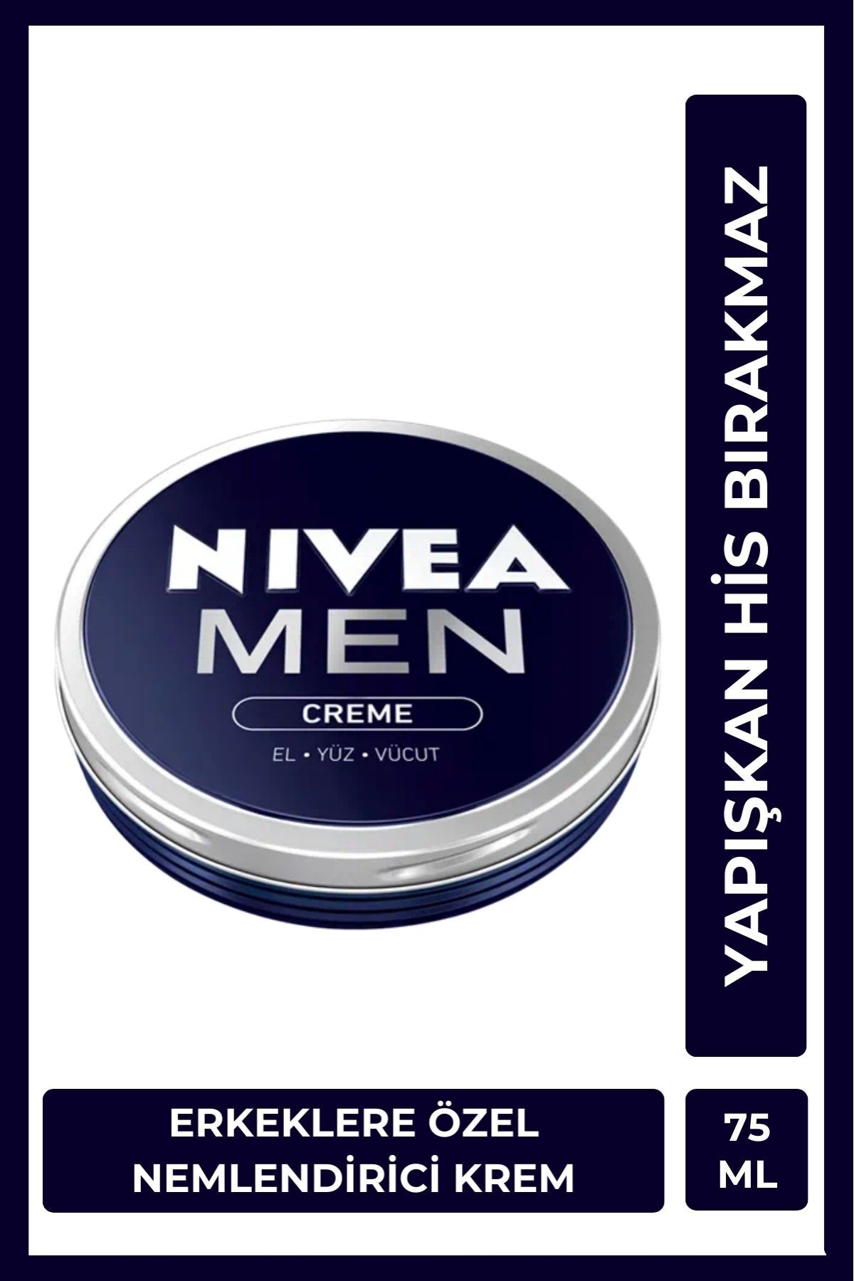 MEN Erkek Creme 75ml, Yoğun Nemlendirici, Yağlı ve Yapışkan His Bırakmaz, Hızlı Emilir, El Vücut Yüz