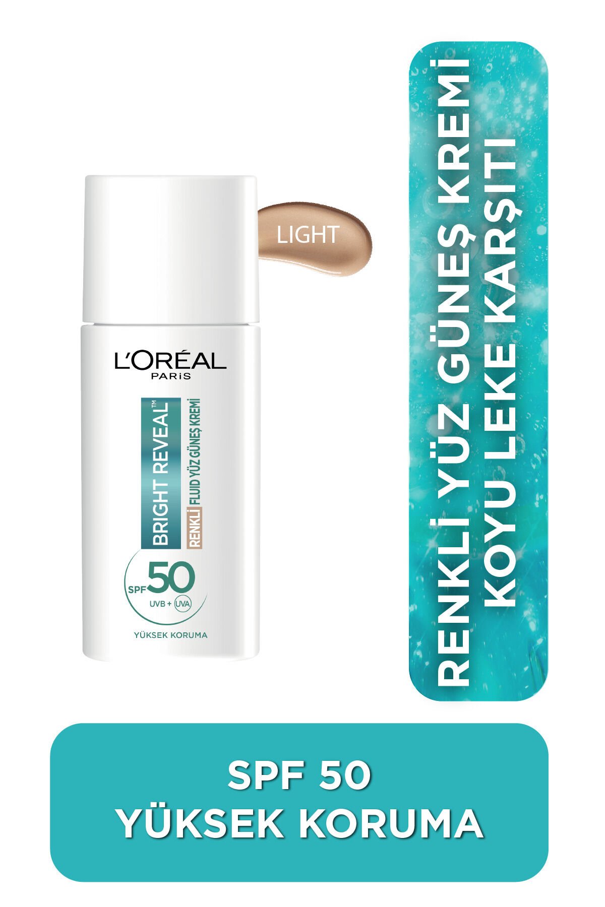 Bright Reveal Spf 50+ Koyu Leke Karşıtı Renkli Fluid Günlük Yüz Güneş Kremi 50ml - Light