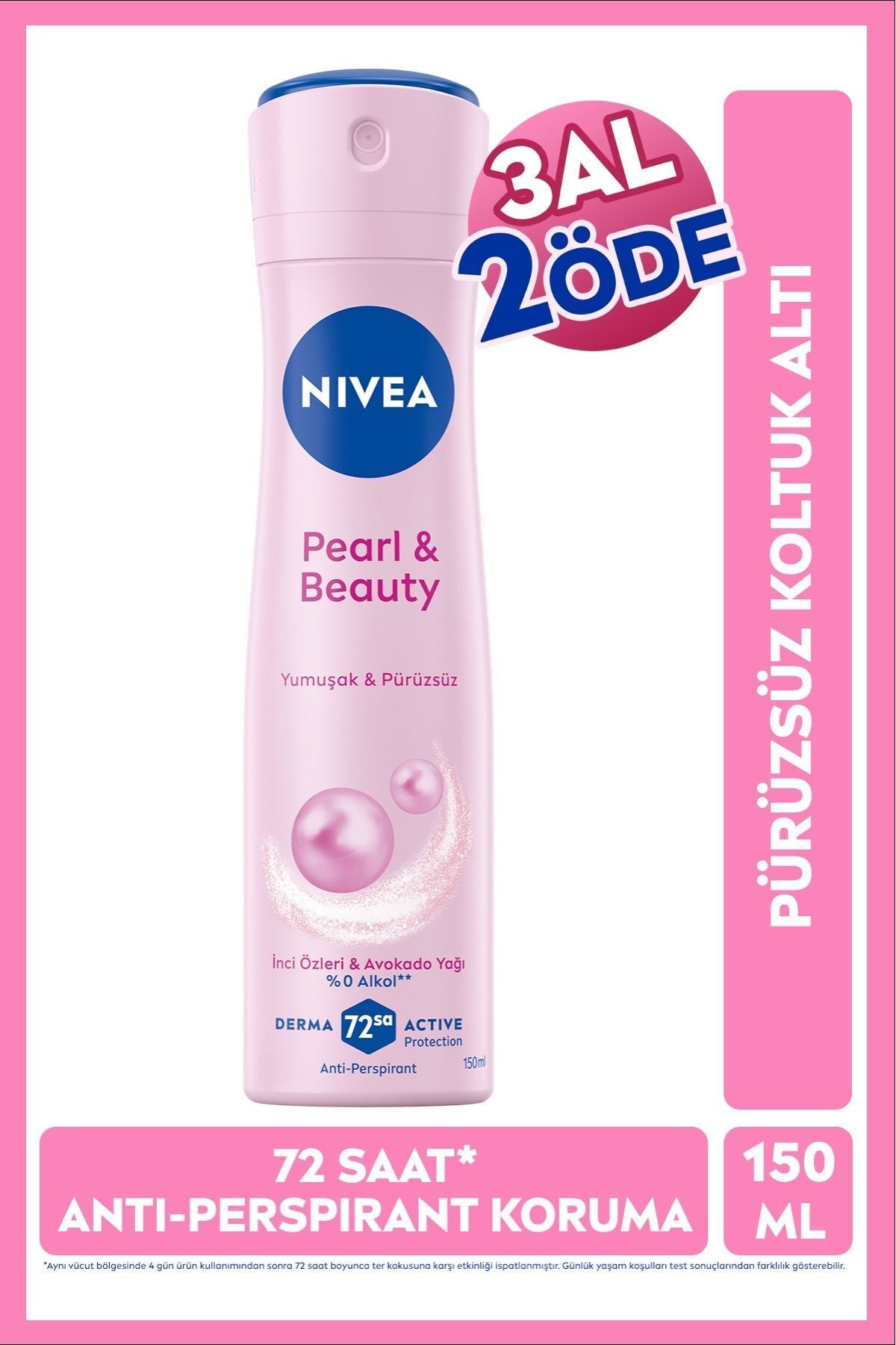 Kadın Sprey Deodorant Pearl&Beauty 150 ml,72 Saat Antiperspirant Koruma,Pürüzsüz Koltuk Altı