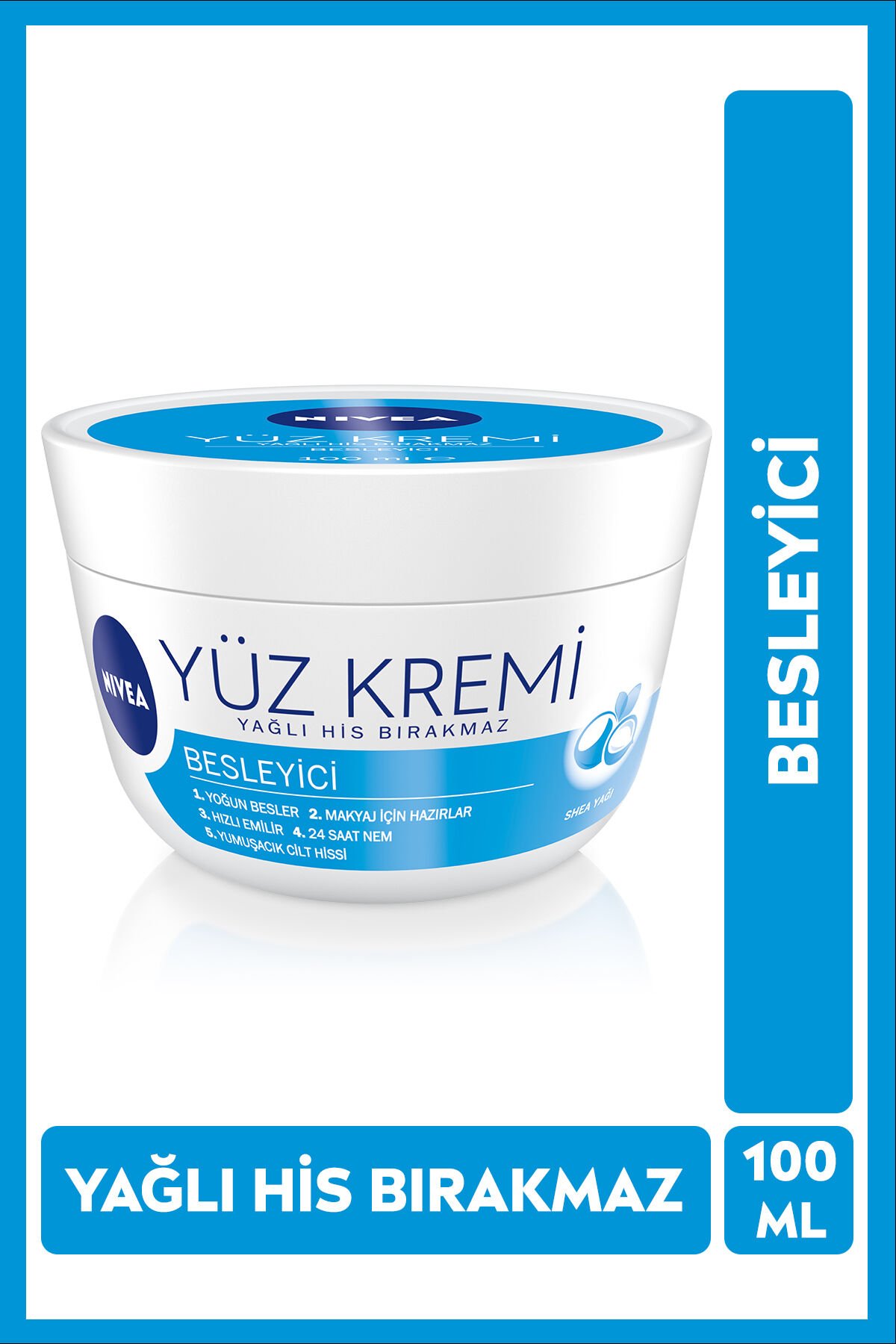 Besleyici Yüz Bakım Kremi 100ml, 24 Saat Nemlendirici, Makyaj Bazı, Yağlı His Bırakmaz, Hızlı Emilir