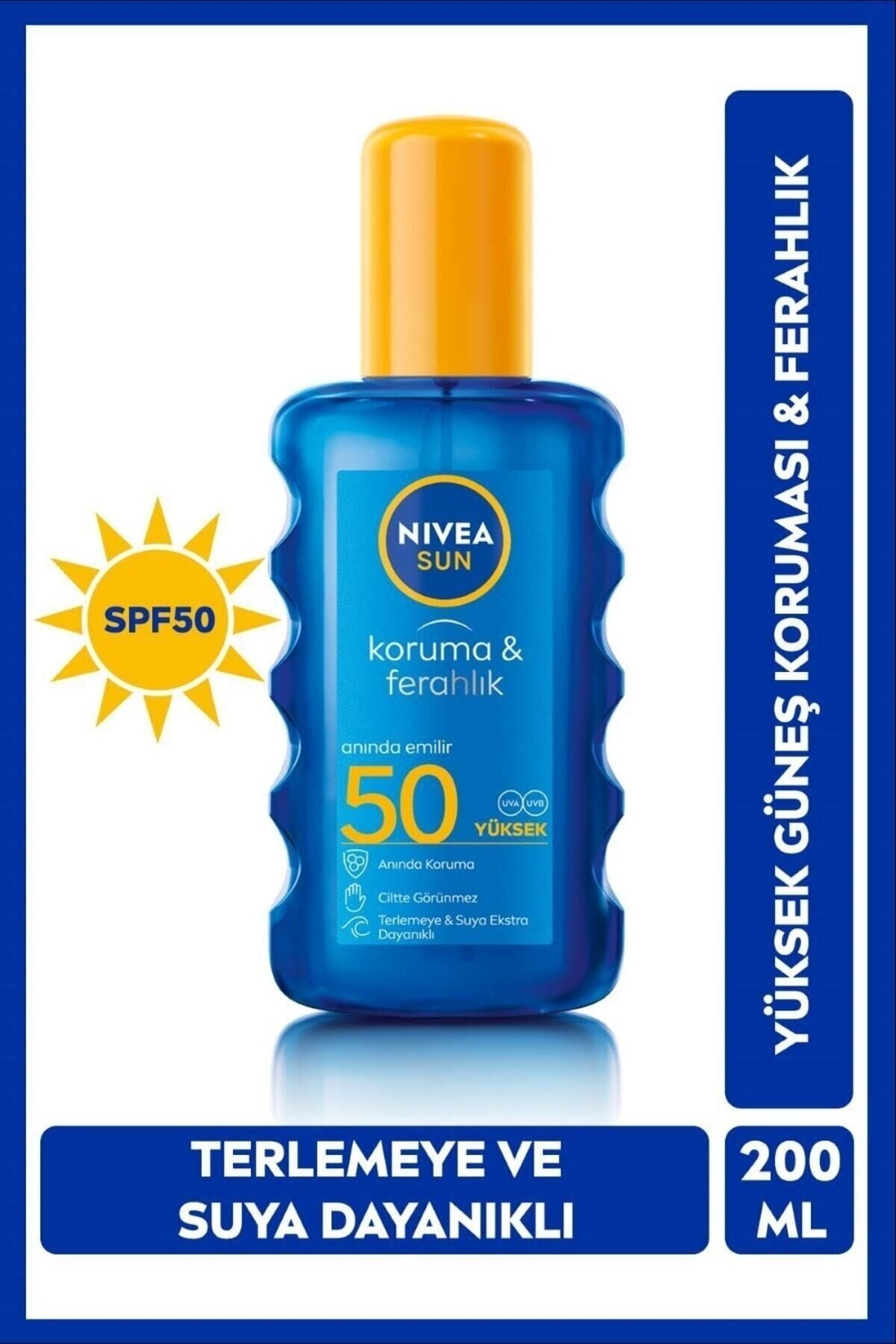 Sun Spf50 Koruma & Ferahlık Güneş Kremi 200 ml Sprey - Çok Yüksek Güneş Koruyucu