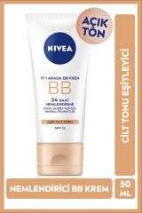 Nemlendirici BB Krem 50ml, Cilt Tonu Eşitleyici, SPF15 Güneş Koruyucu, Gözenek Görünümü, Açık Ton